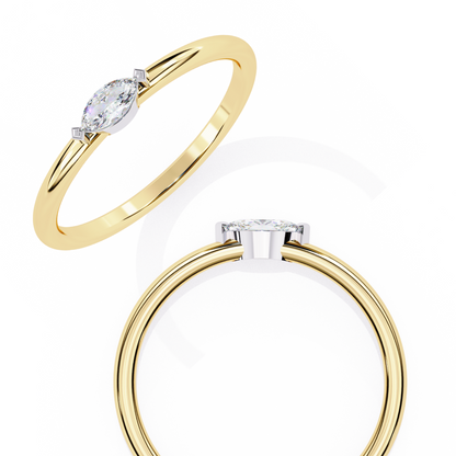 Marquise Solitaire Diamond Ring Yellow Gold 