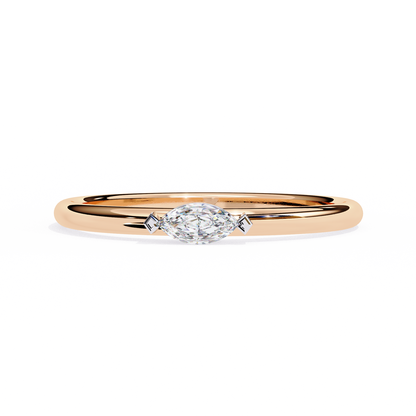 Marquise Solitaire Diamond Ring Rose Gold 