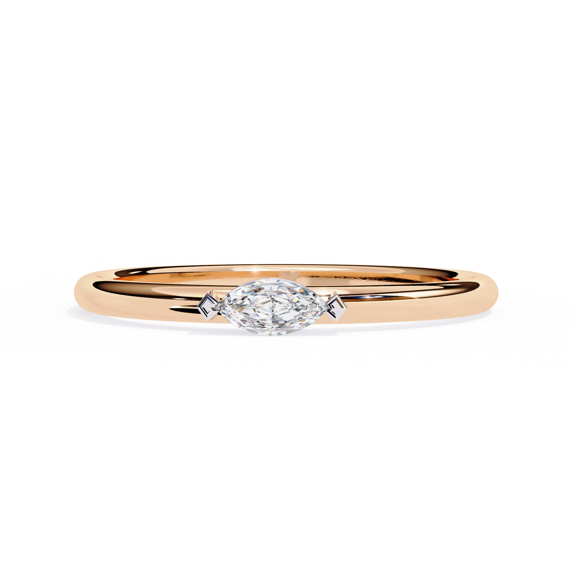 Marquise Solitaire Diamond Ring Rose Gold 