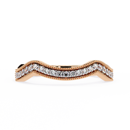 Curved Diamond Wedding Band Rose Gold 