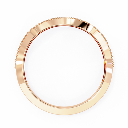Curved Diamond Wedding Band Rose Gold 
