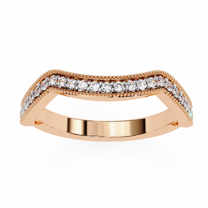 Curved Diamond Wedding Band Rose Gold 