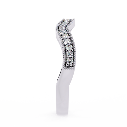 Curved Diamond Wedding Band White Gold 