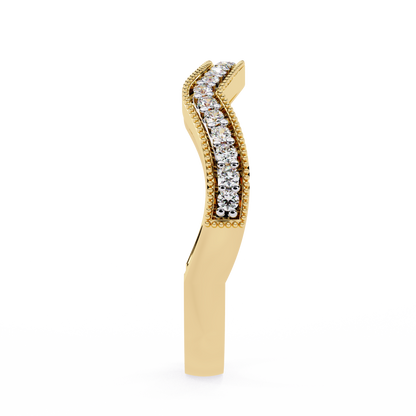 Curved Diamond Wedding Band Yellow Gold 