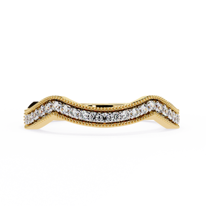 Curved Diamond Wedding Band Yellow Gold 