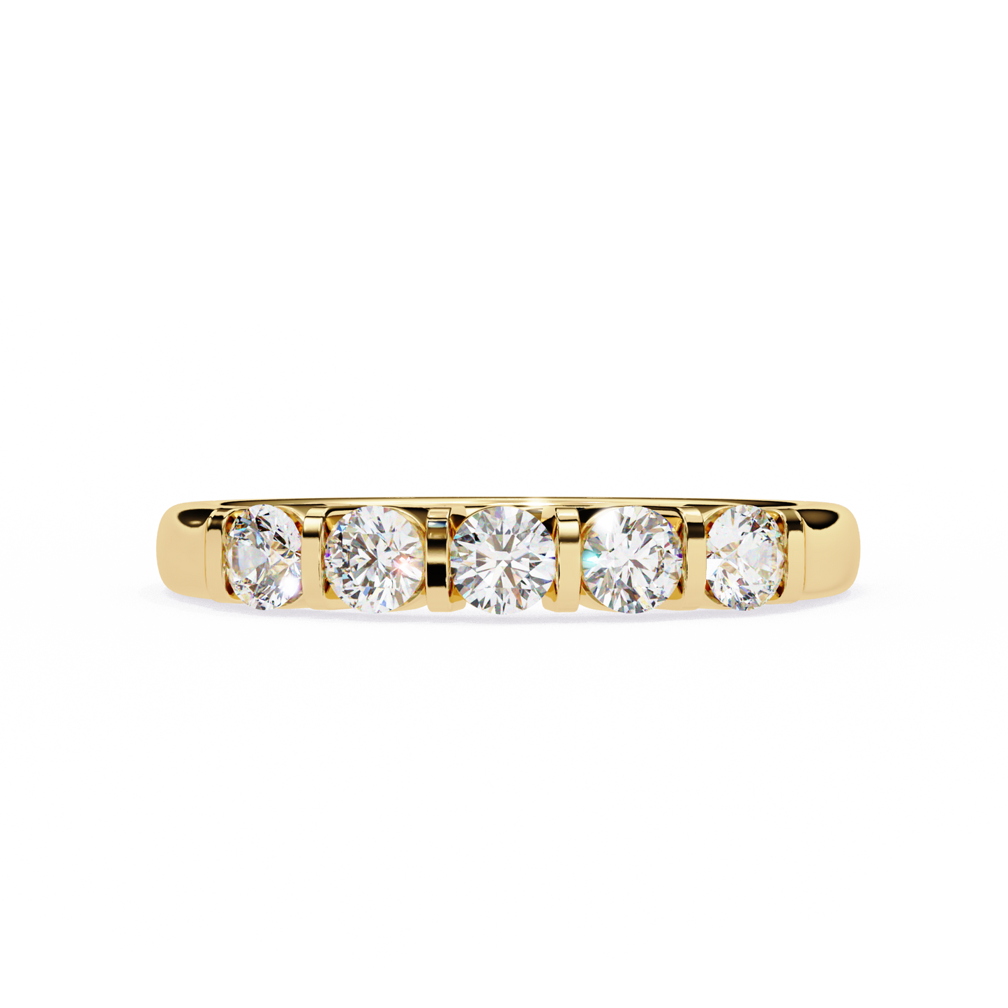 Five Stone Diamond Band Yellow Gold