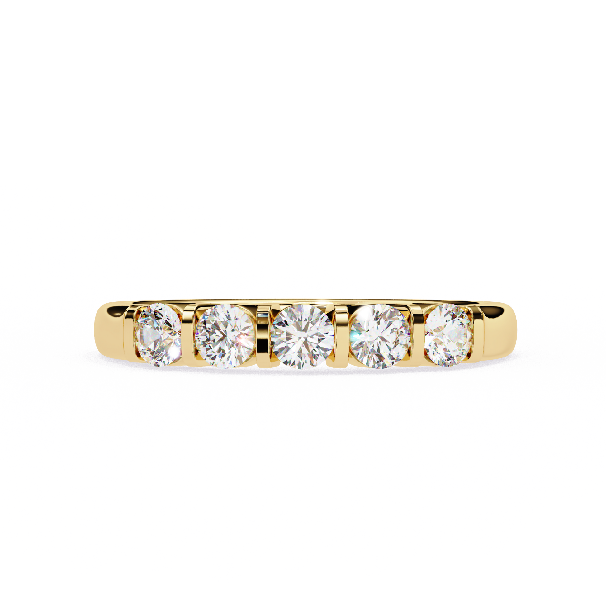 Five Stone Diamond Band Yellow Gold