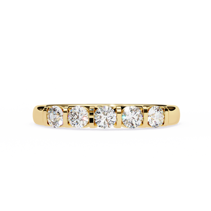 Five Stone Diamond Band Yellow Gold