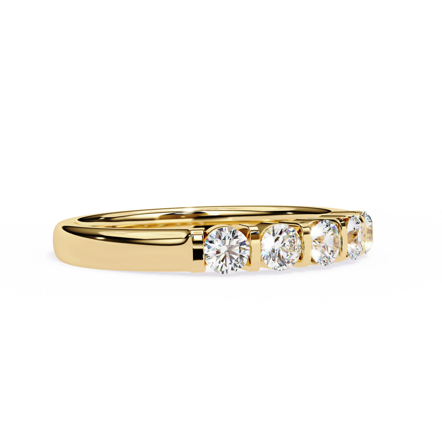 Five Stone Diamond Band Yellow Gold