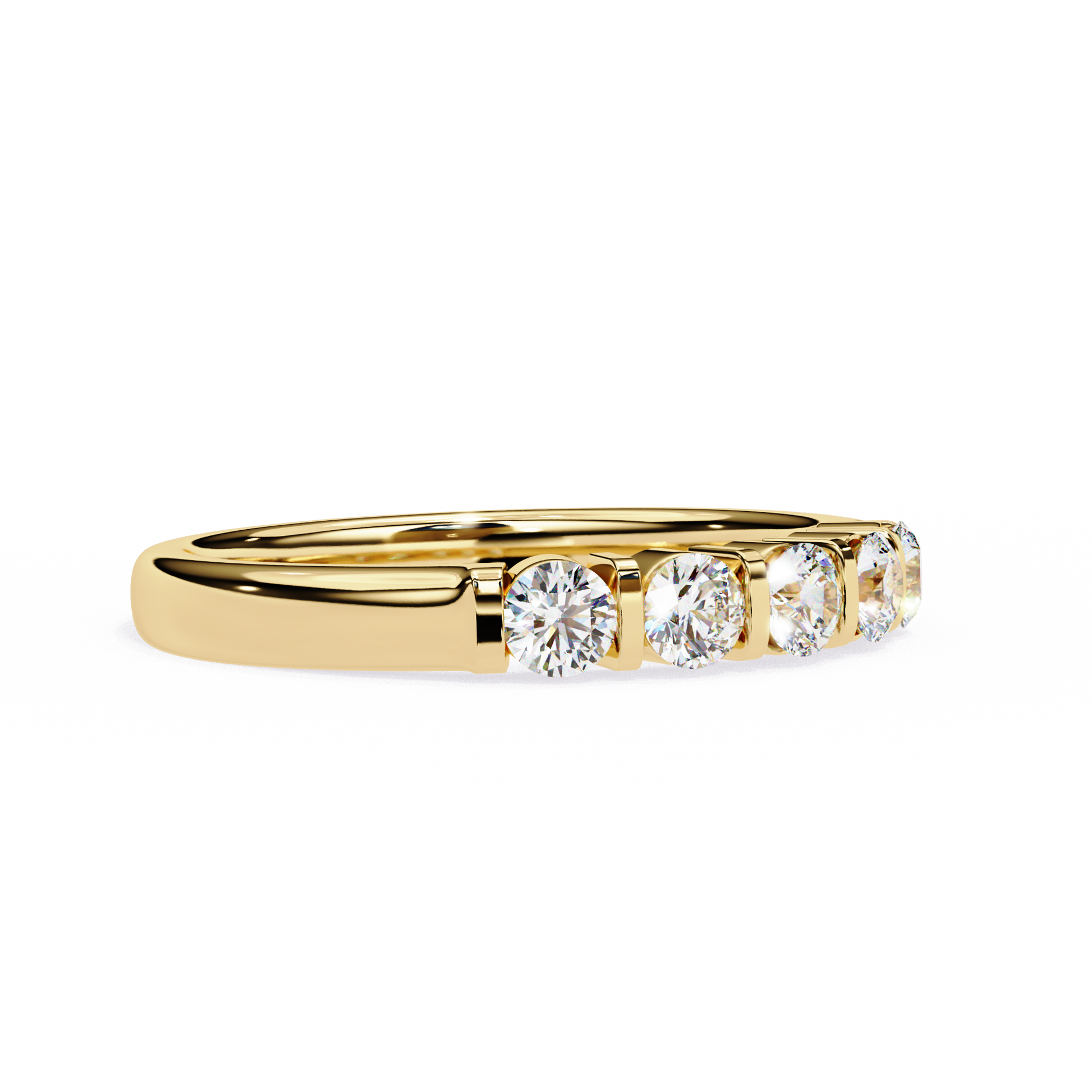 Five Stone Diamond Band Yellow Gold