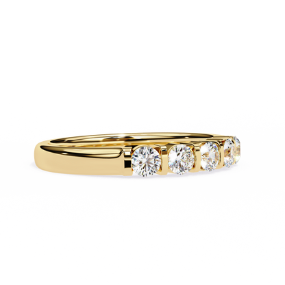 Five Stone Diamond Band Yellow Gold