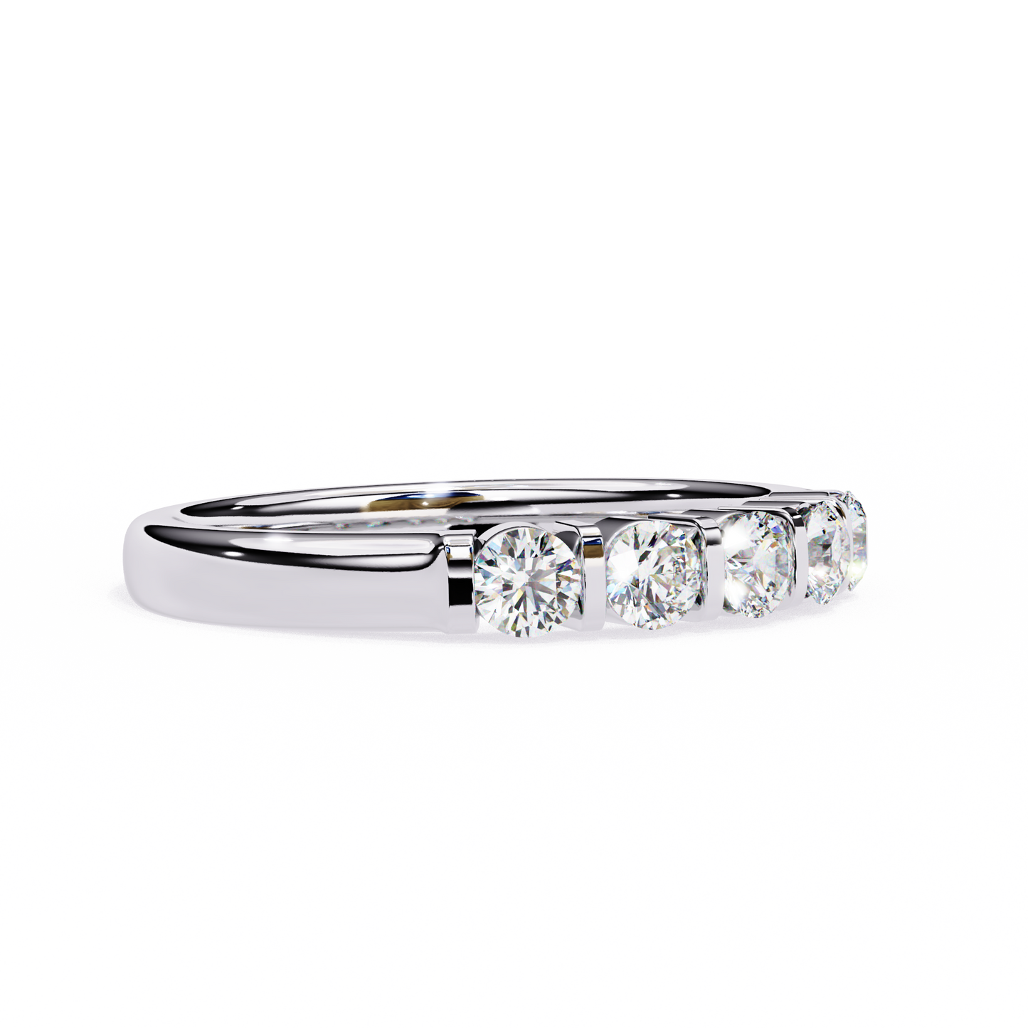 Five Stone Diamond Band White Gold