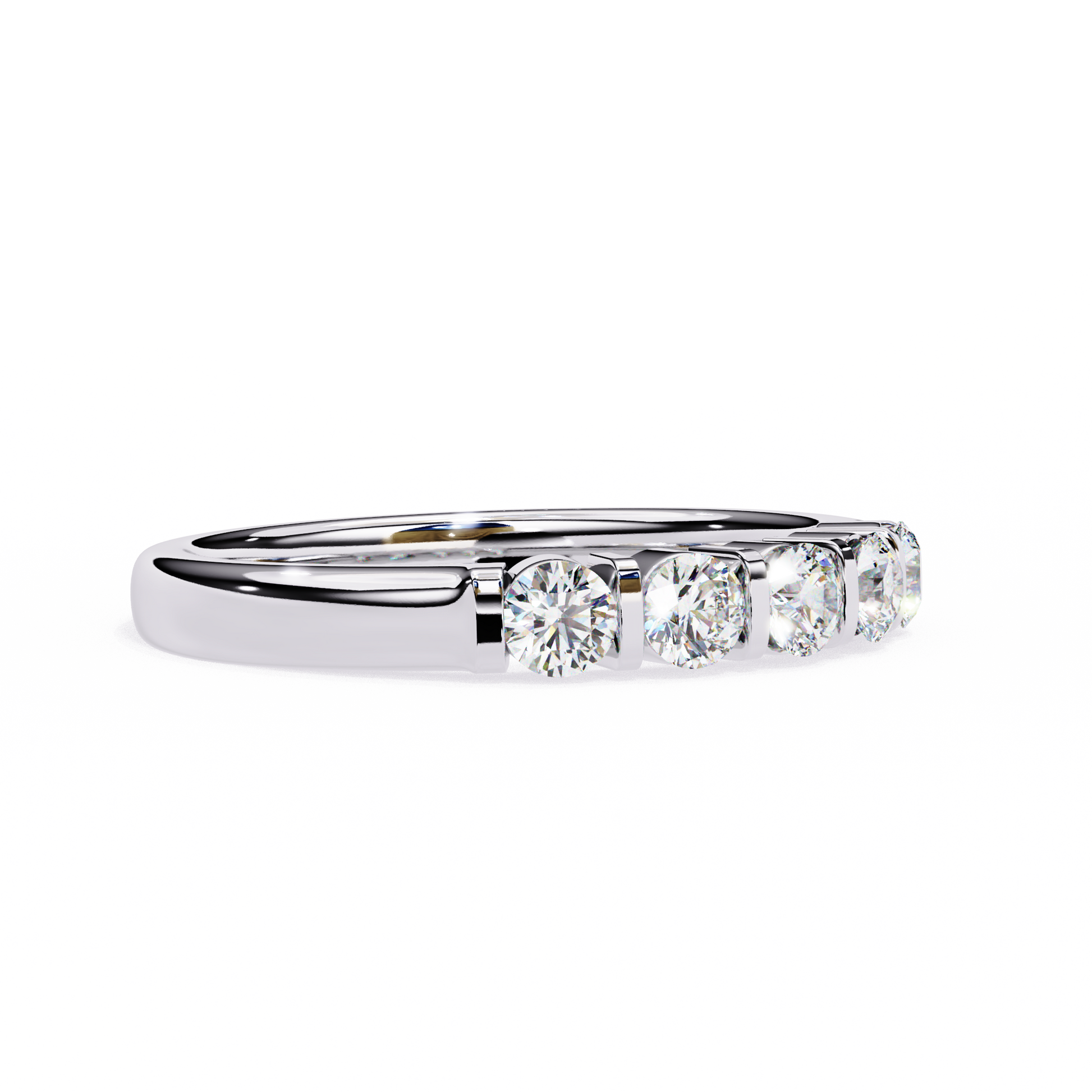 Five Stone Diamond Band White Gold