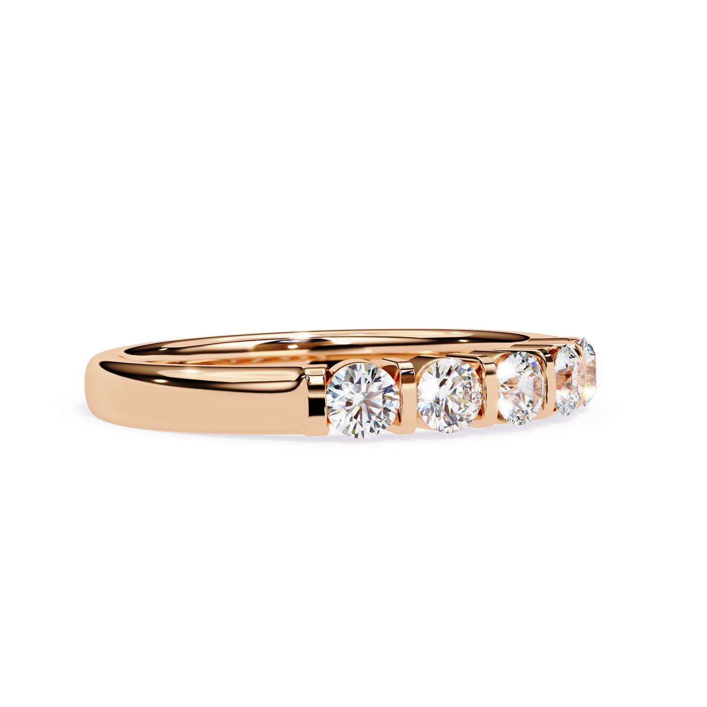Five Stone Diamond Band Rose Gold