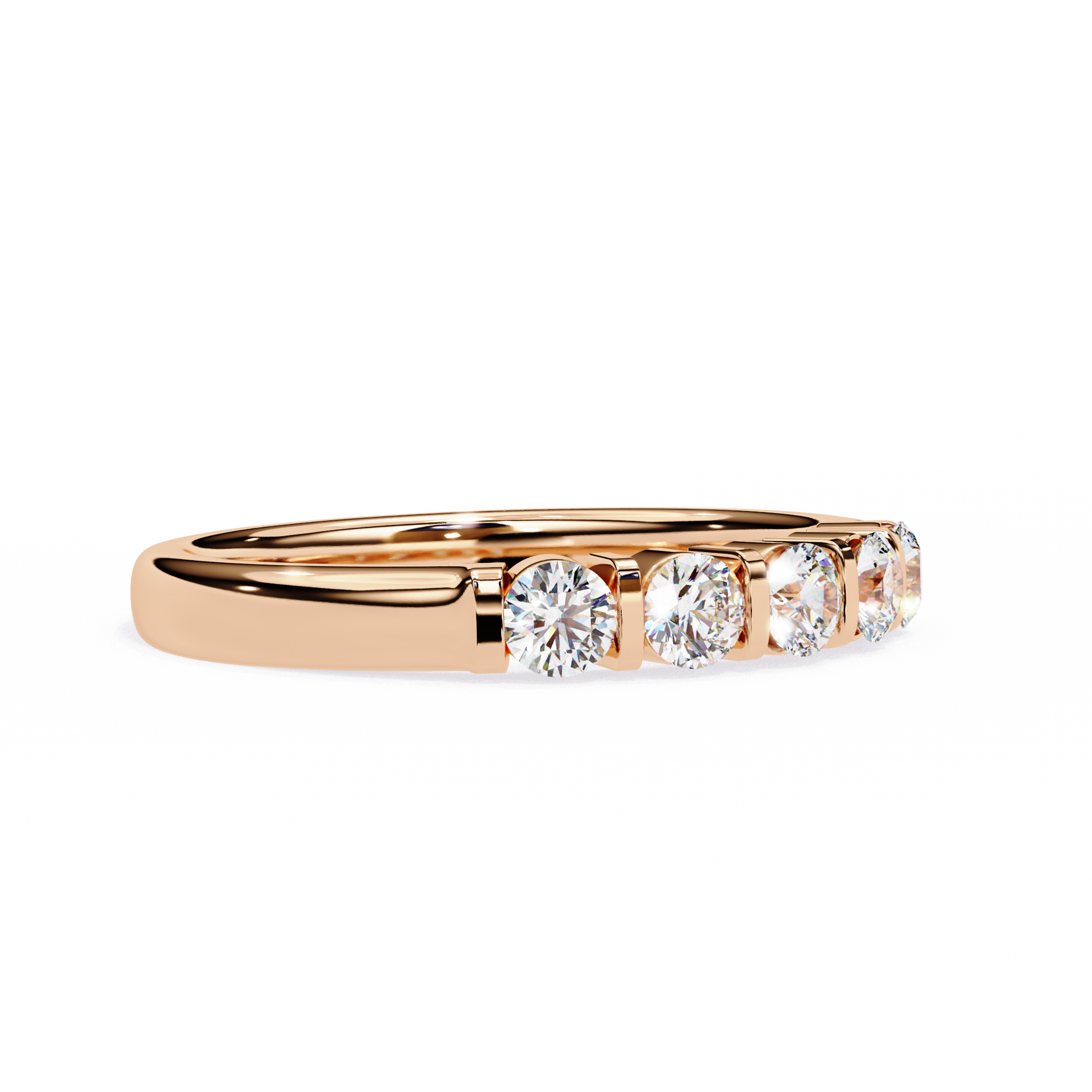 Five Stone Diamond Band Rose Gold