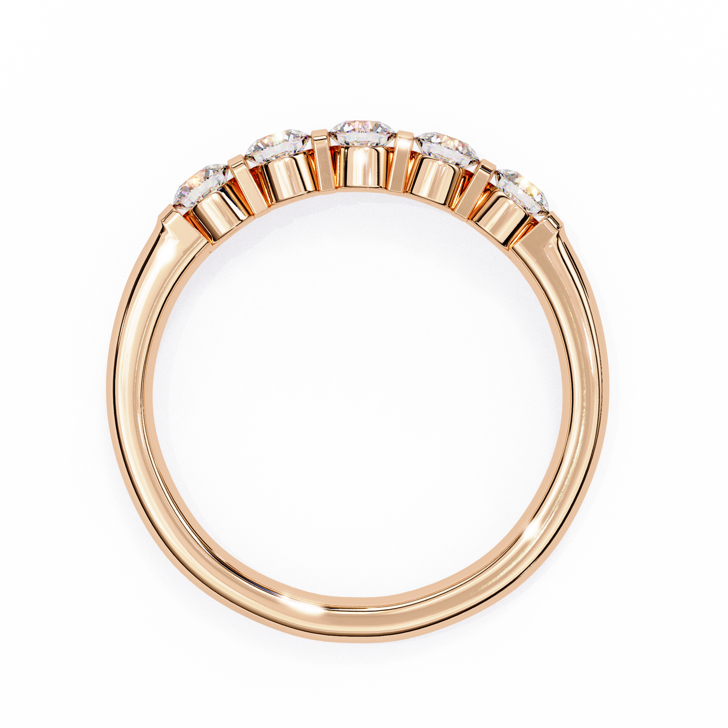Five Stone Diamond Band Rose Gold