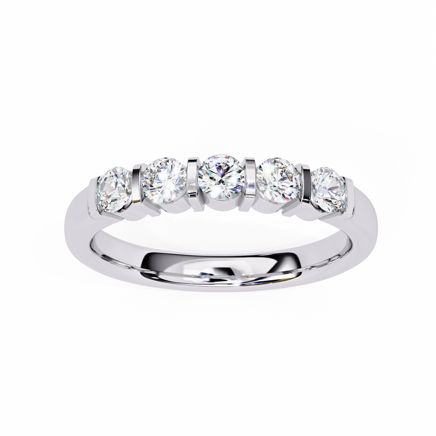 Five Stone Diamond Band White Gold