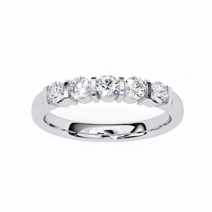Five Stone Diamond Band White Gold