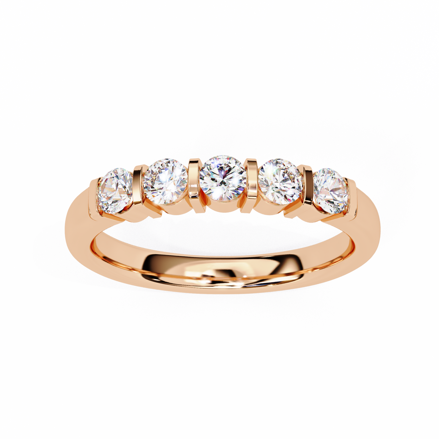 Five Stone Diamond Band Rose Gold