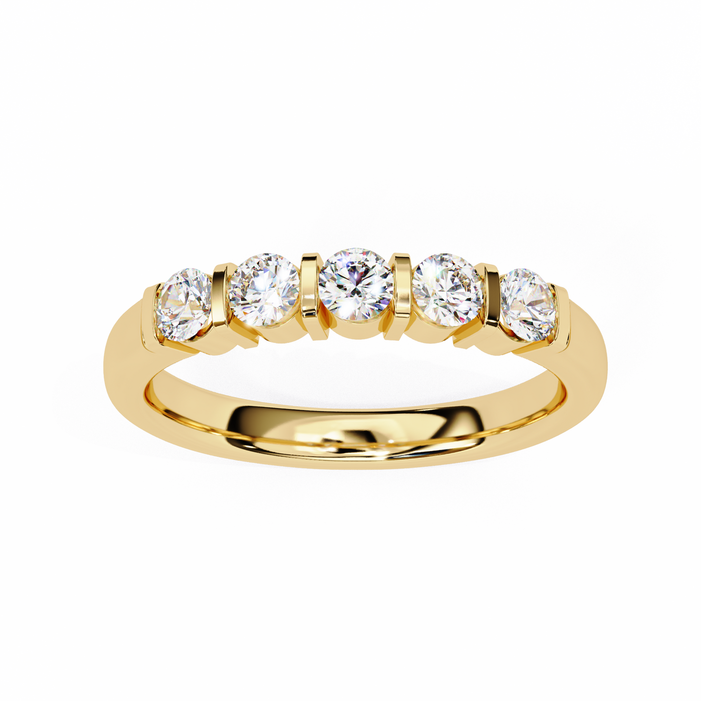 Five Stone Diamond Band Yellow Gold