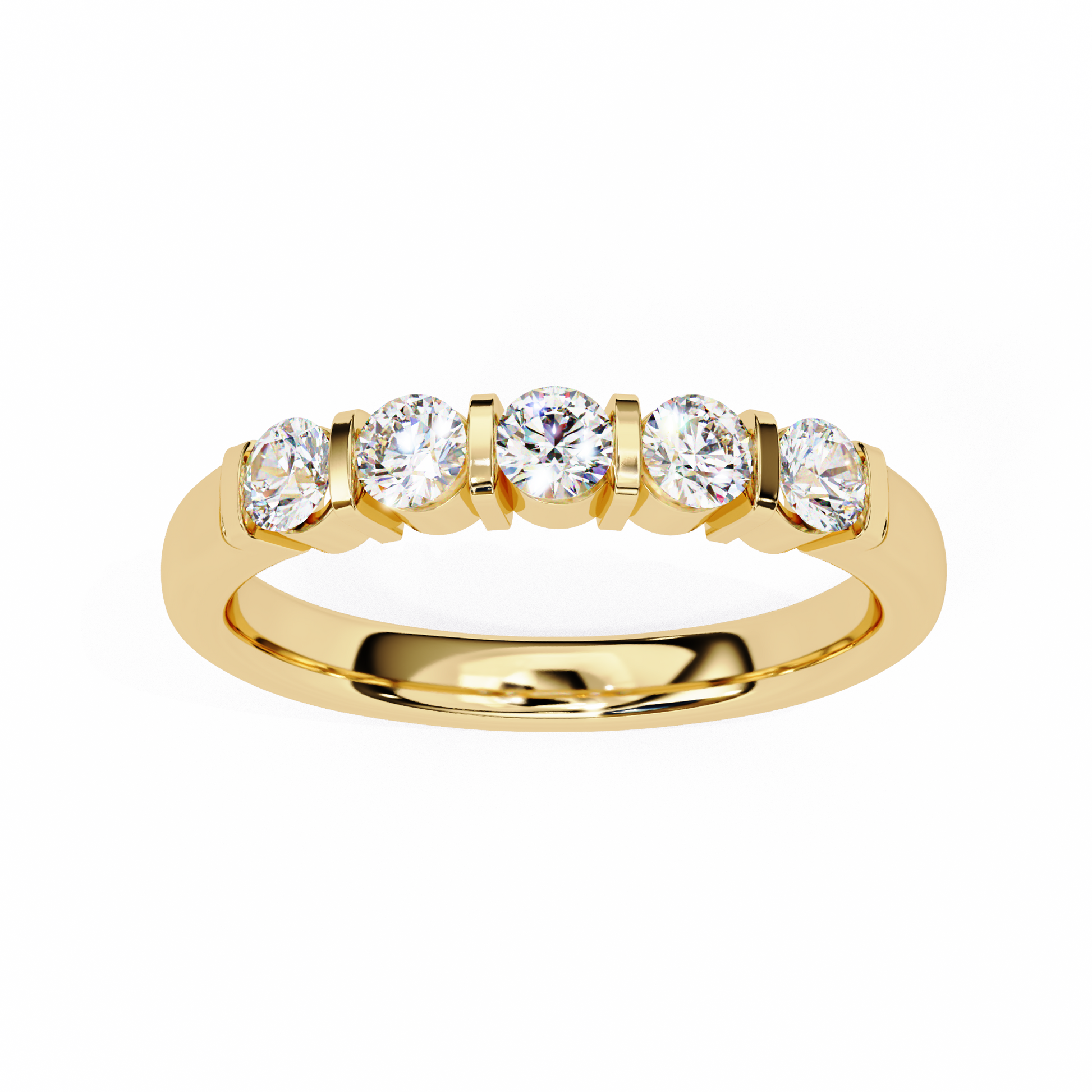 Five Stone Diamond Band Yellow Gold