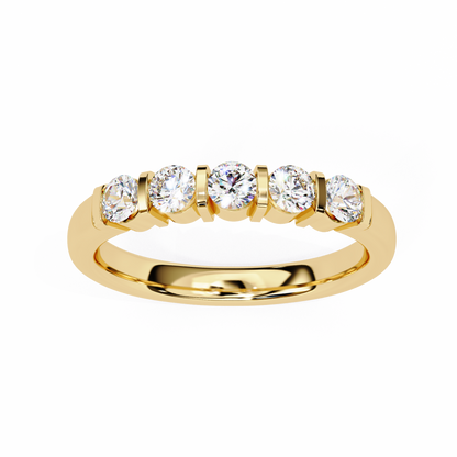 Five Stone Diamond Band Yellow Gold