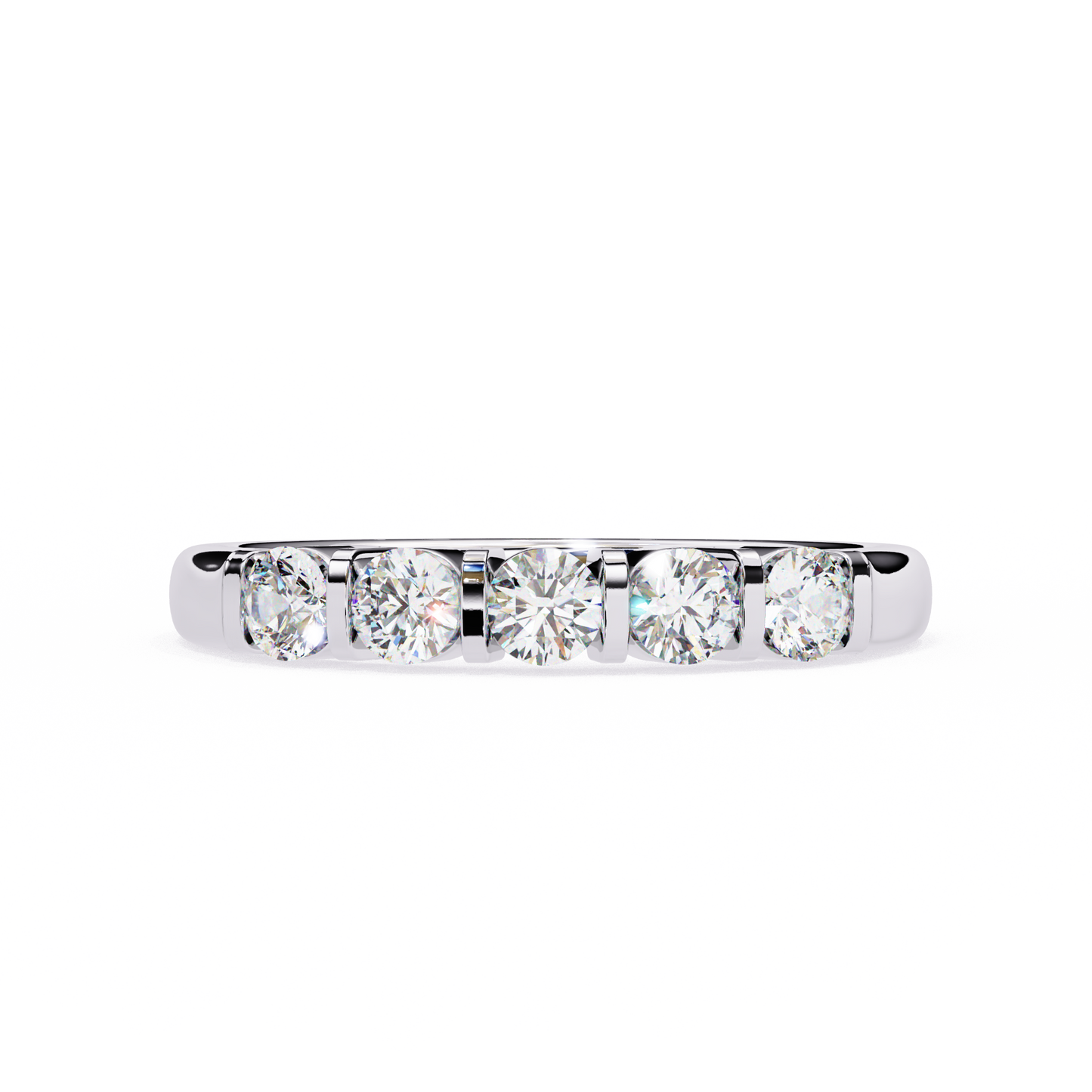 Five Stone Diamond Band White Gold