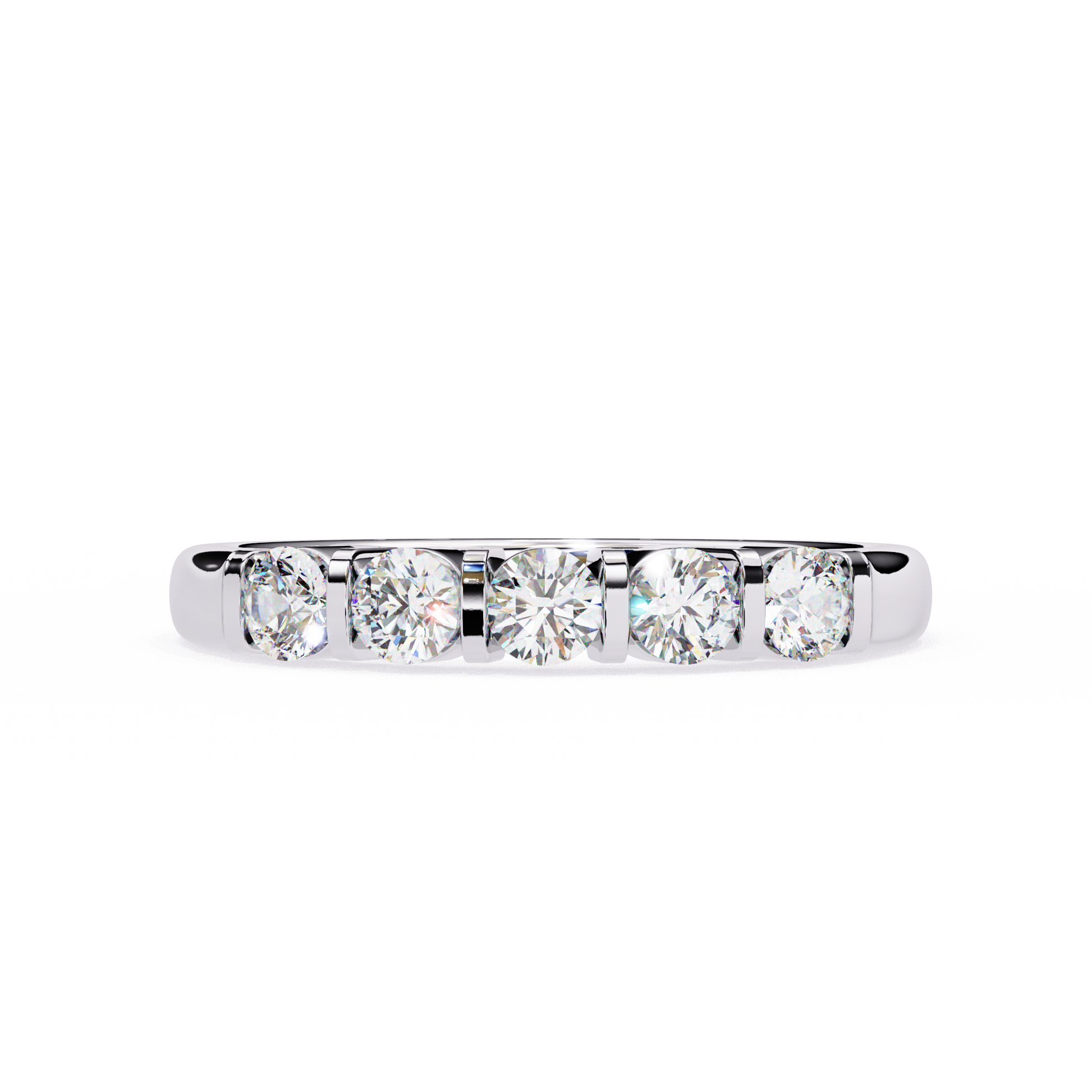 Five Stone Diamond Band White Gold
