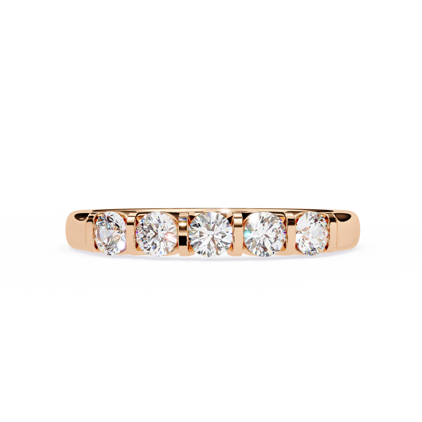 Five Stone Diamond Band Rose Gold