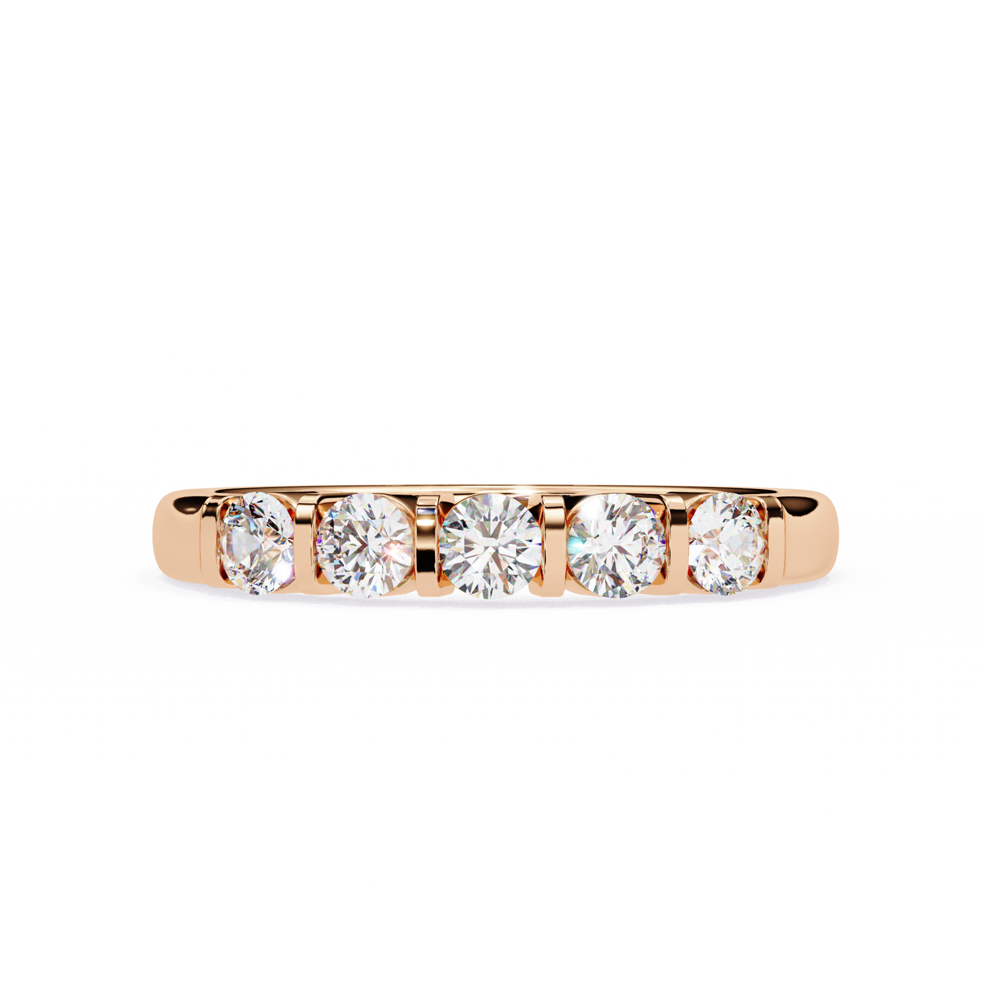Five Stone Diamond Band Rose Gold