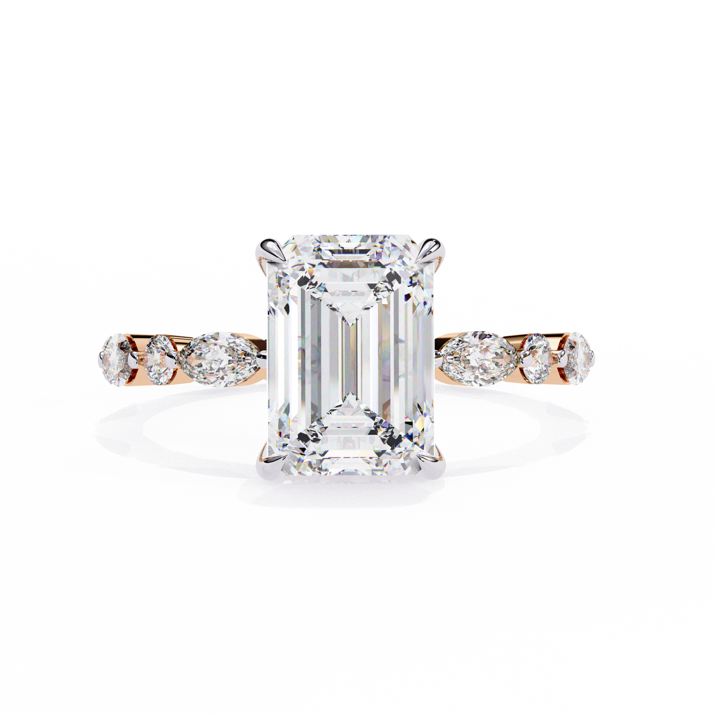 Emerald Cut Diamond Engagement Ring Rose Gold