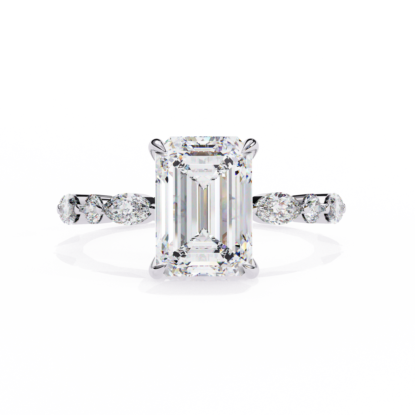 Emerald Cut Diamond Engagement Ring White Gold