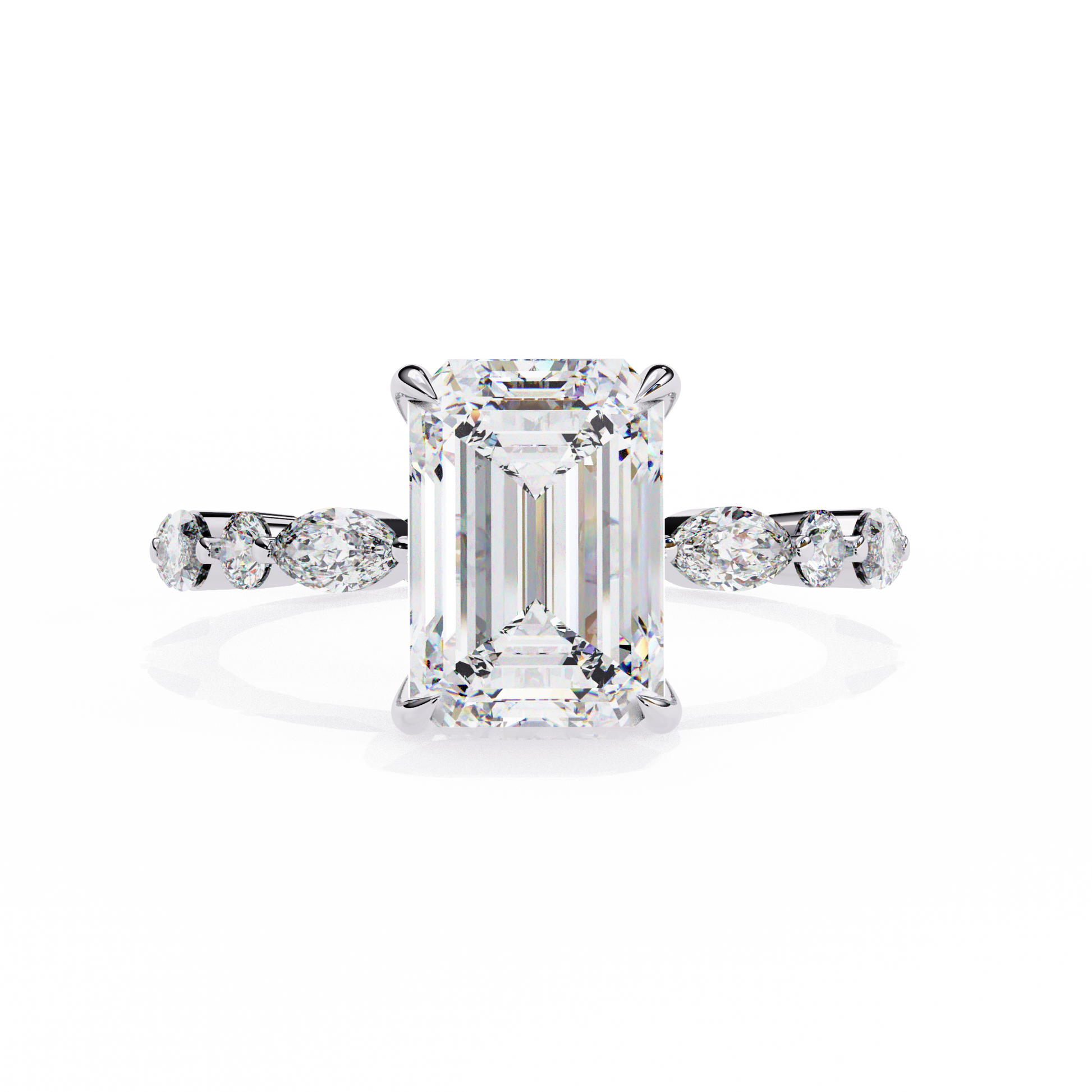 Emerald Cut Diamond Engagement Ring White Gold