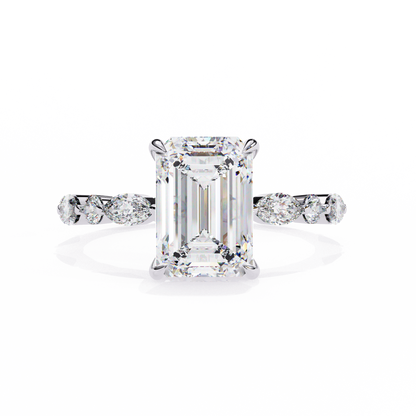 Emerald Cut Diamond Engagement Ring White Gold