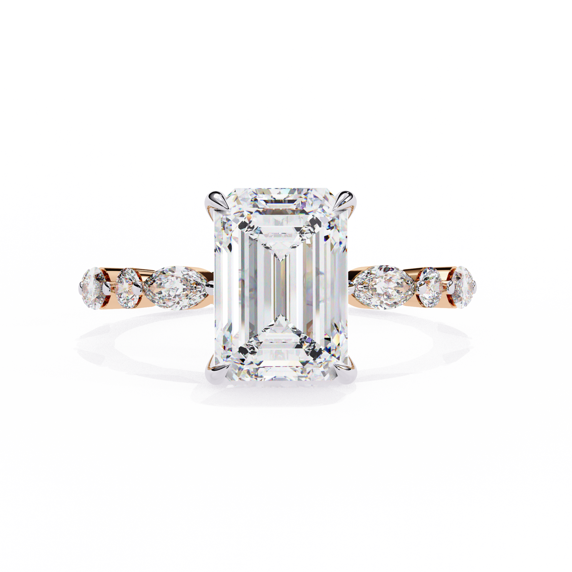 Emerald Cut Diamond Engagement Ring Rose Gold