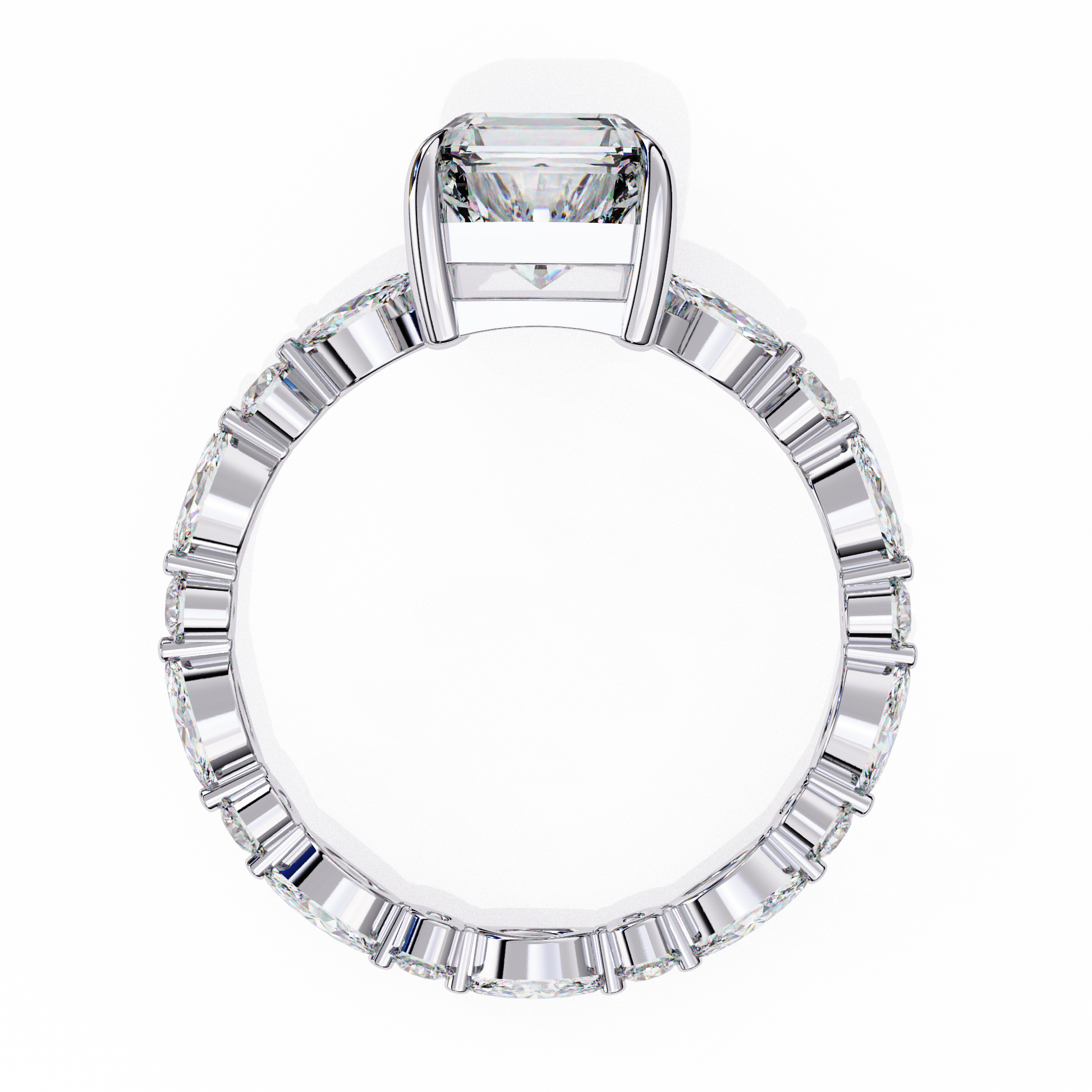 Emerald Cut Diamond Engagement Ring White Gold