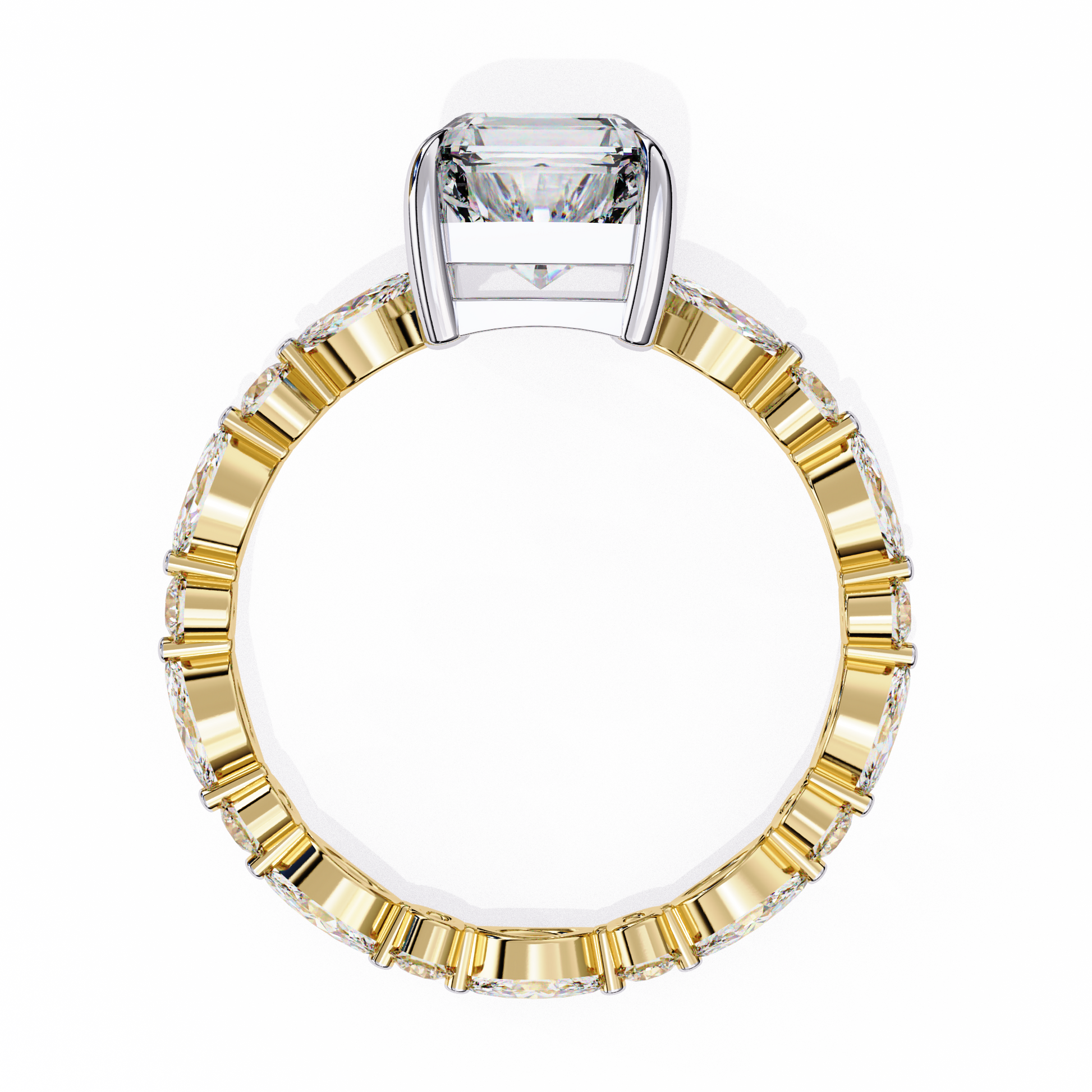 Emerald Cut Diamond Engagement Ring Yellow Gold