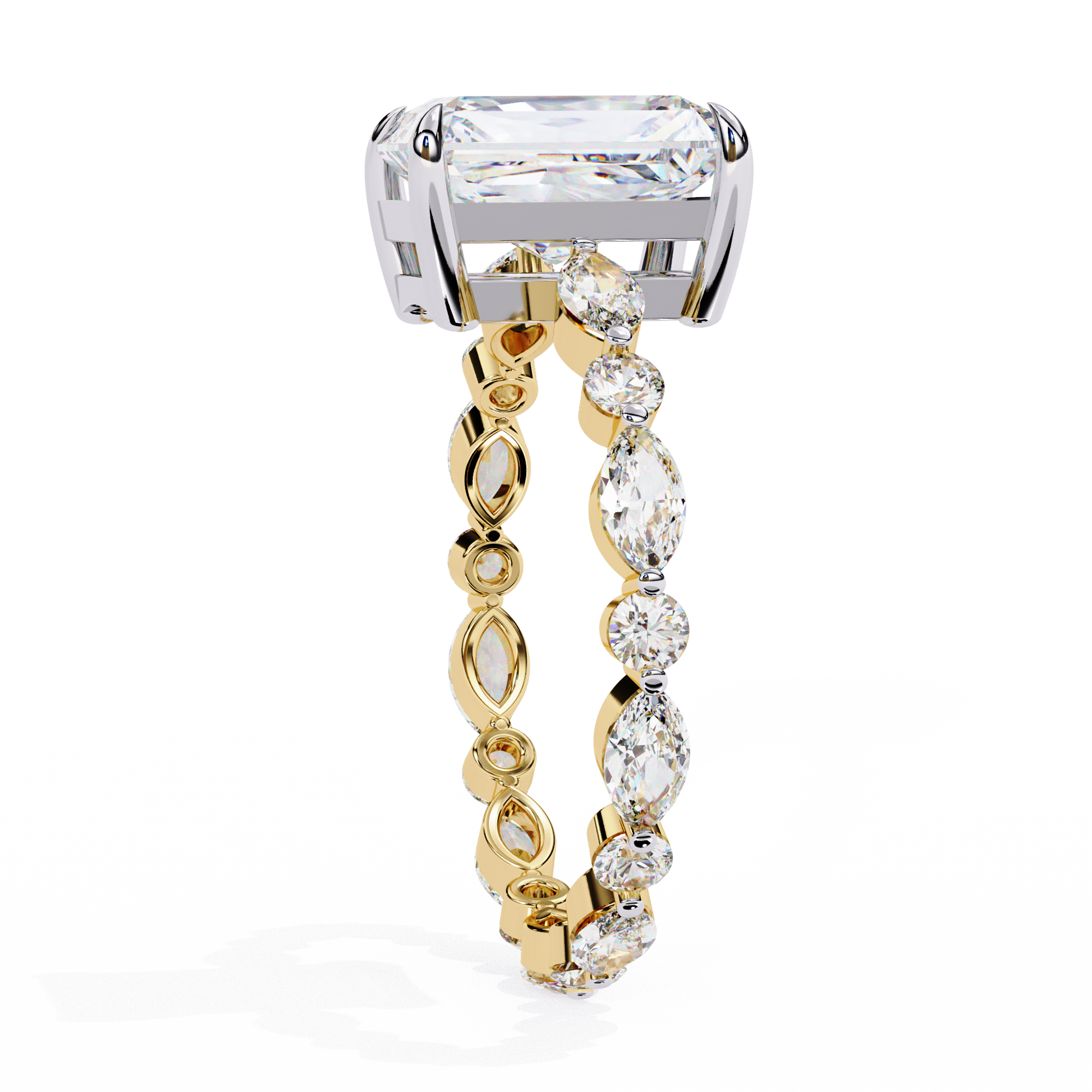 Emerald Cut Diamond Engagement Ring Yellow Gold