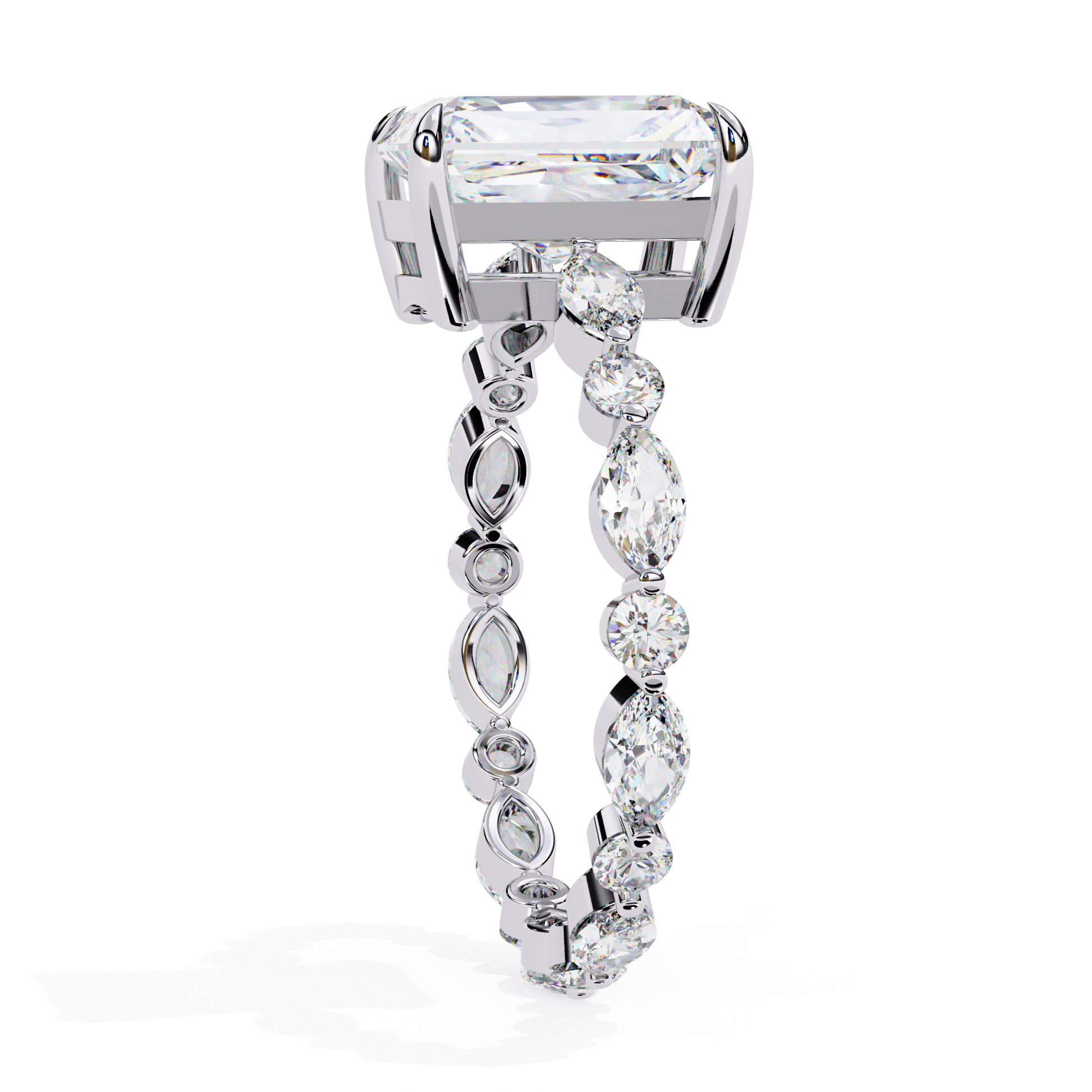 Emerald Cut Diamond Engagement Ring White Gold