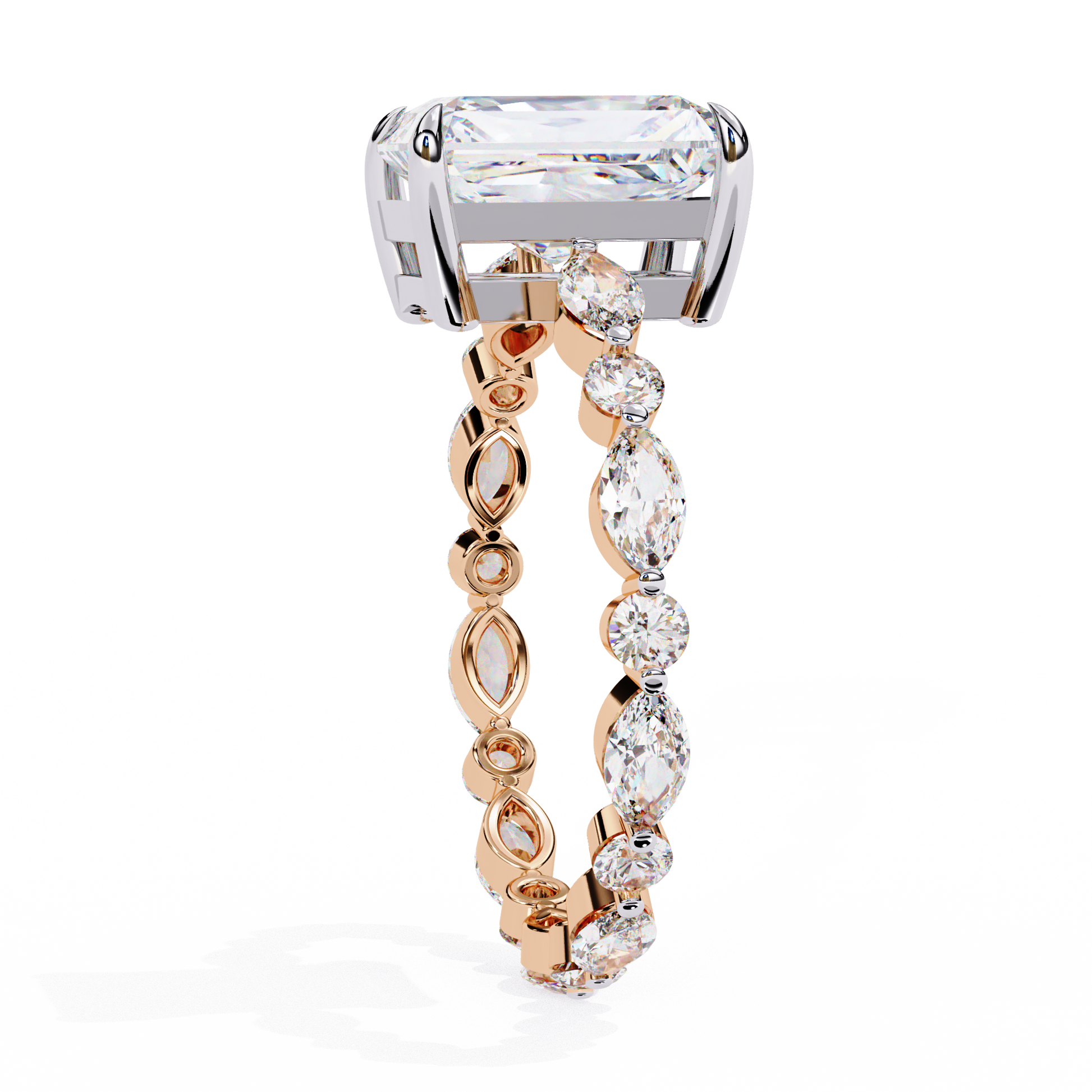 Emerald Cut Diamond Engagement Ring Rose Gold