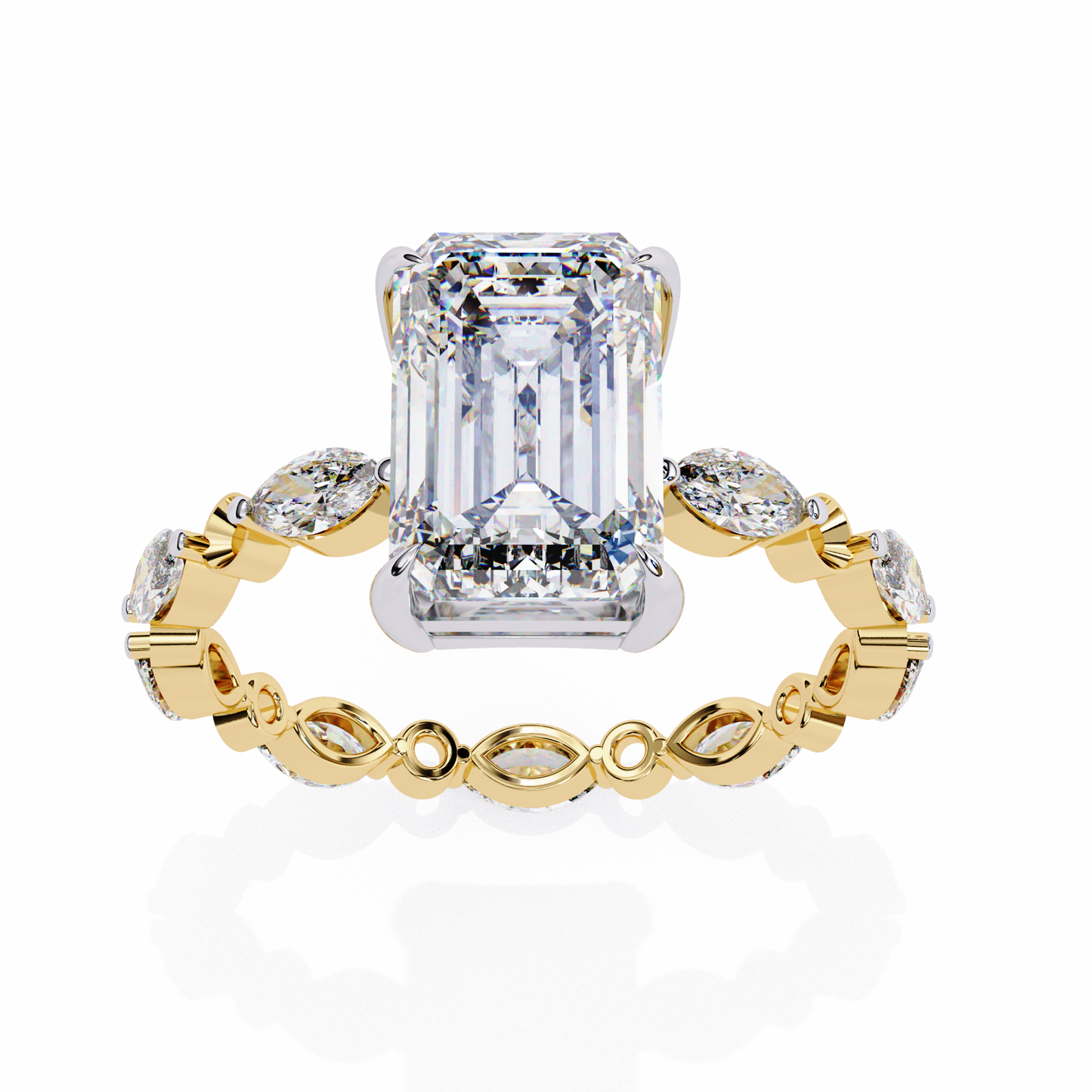 Emerald Cut Diamond Engagement Ring Yellow Gold