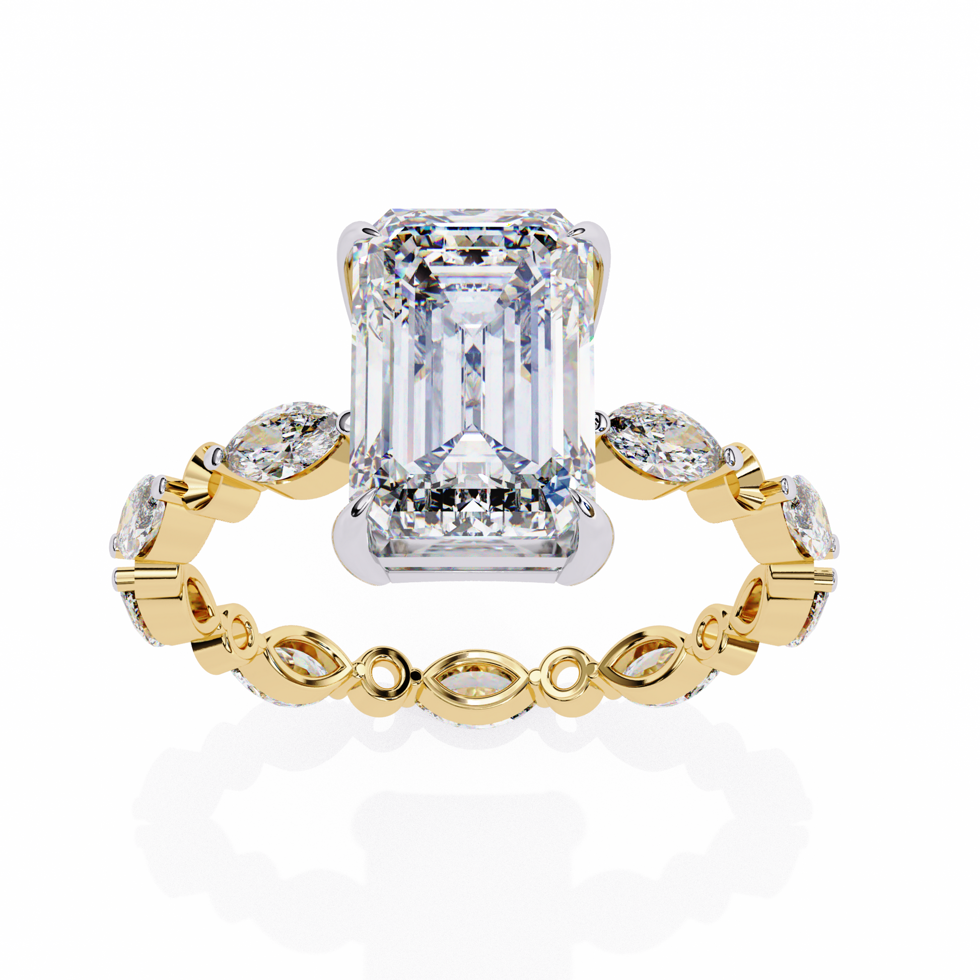 Emerald Cut Diamond Engagement Ring Yellow Gold