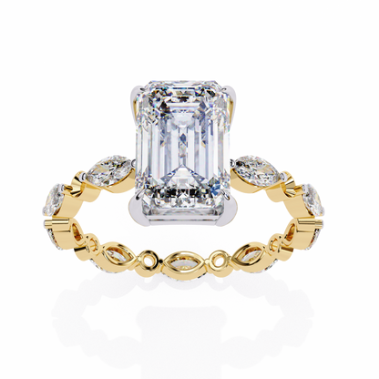 Emerald Cut Diamond Engagement Ring Yellow Gold