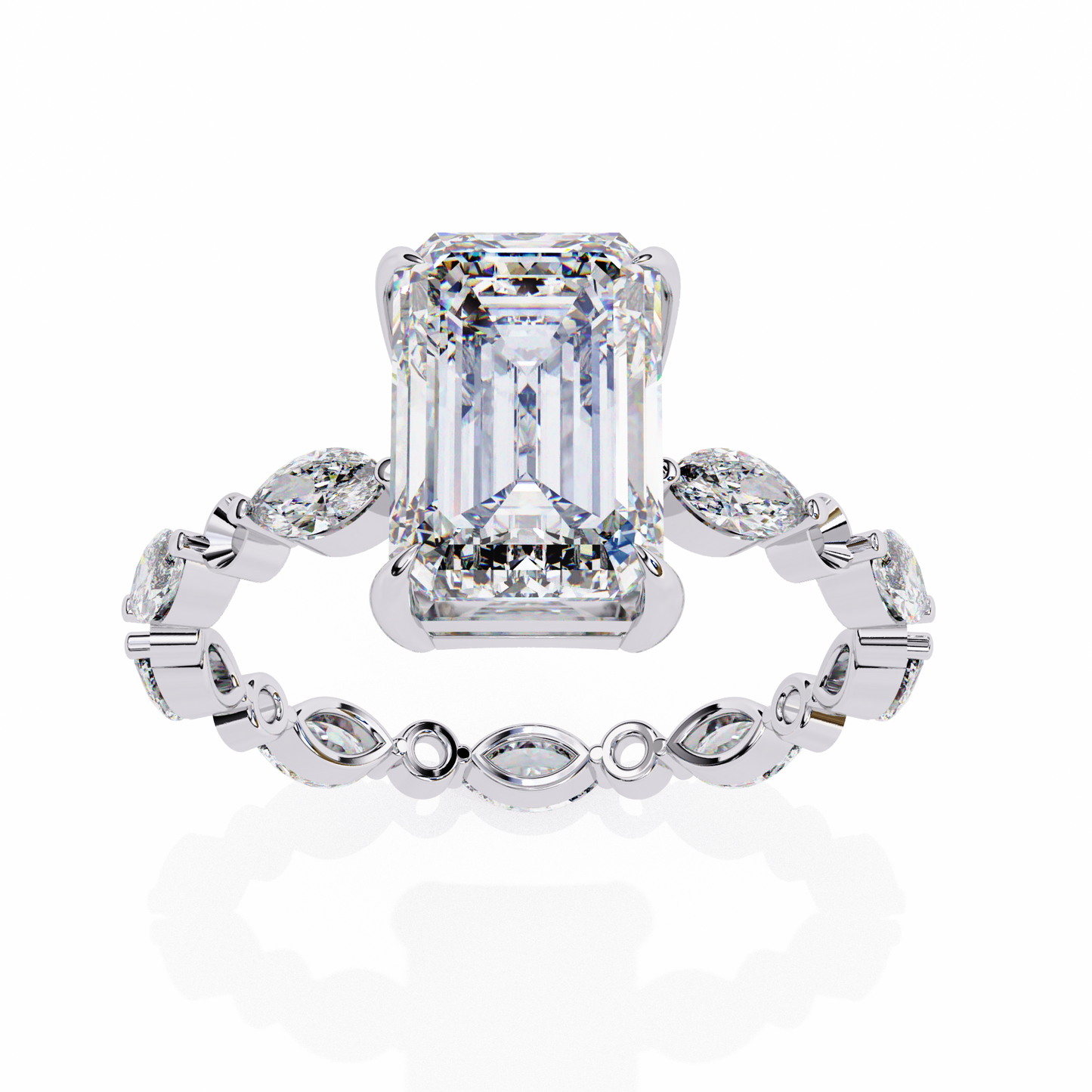 Emerald Cut Diamond Engagement Ring White Gold