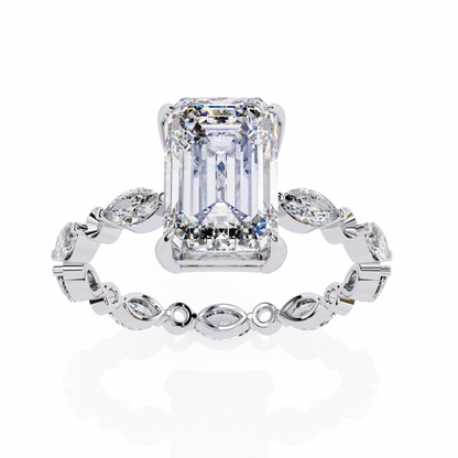 Emerald Cut Diamond Engagement Ring White Gold