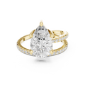 Pear-Cut Diamond Double Pavé Band Engagement Ring