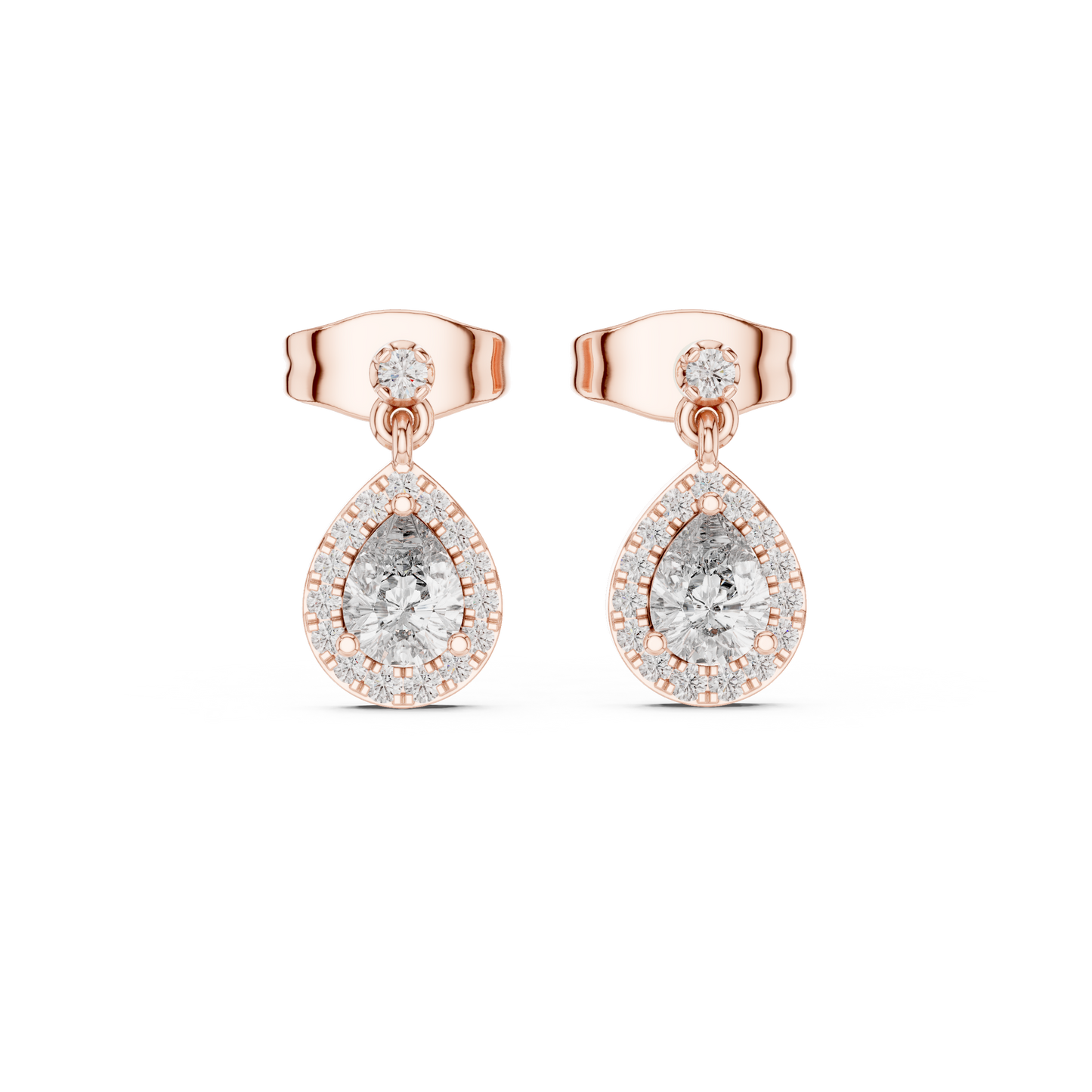 Elegant Pear-Cut Drop Earrings with Diamond Halo