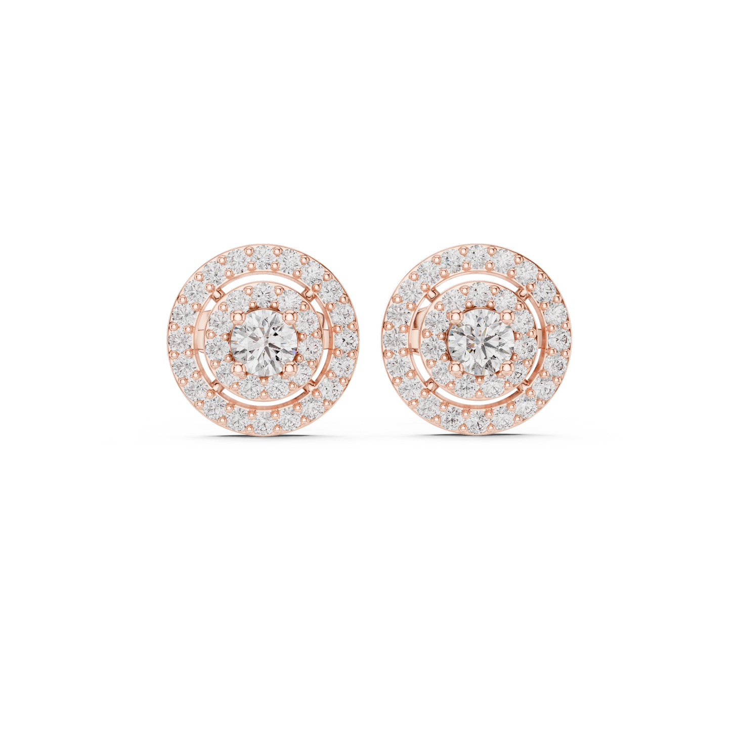 Diamond Scalloped Petal Halo Stud Earrings