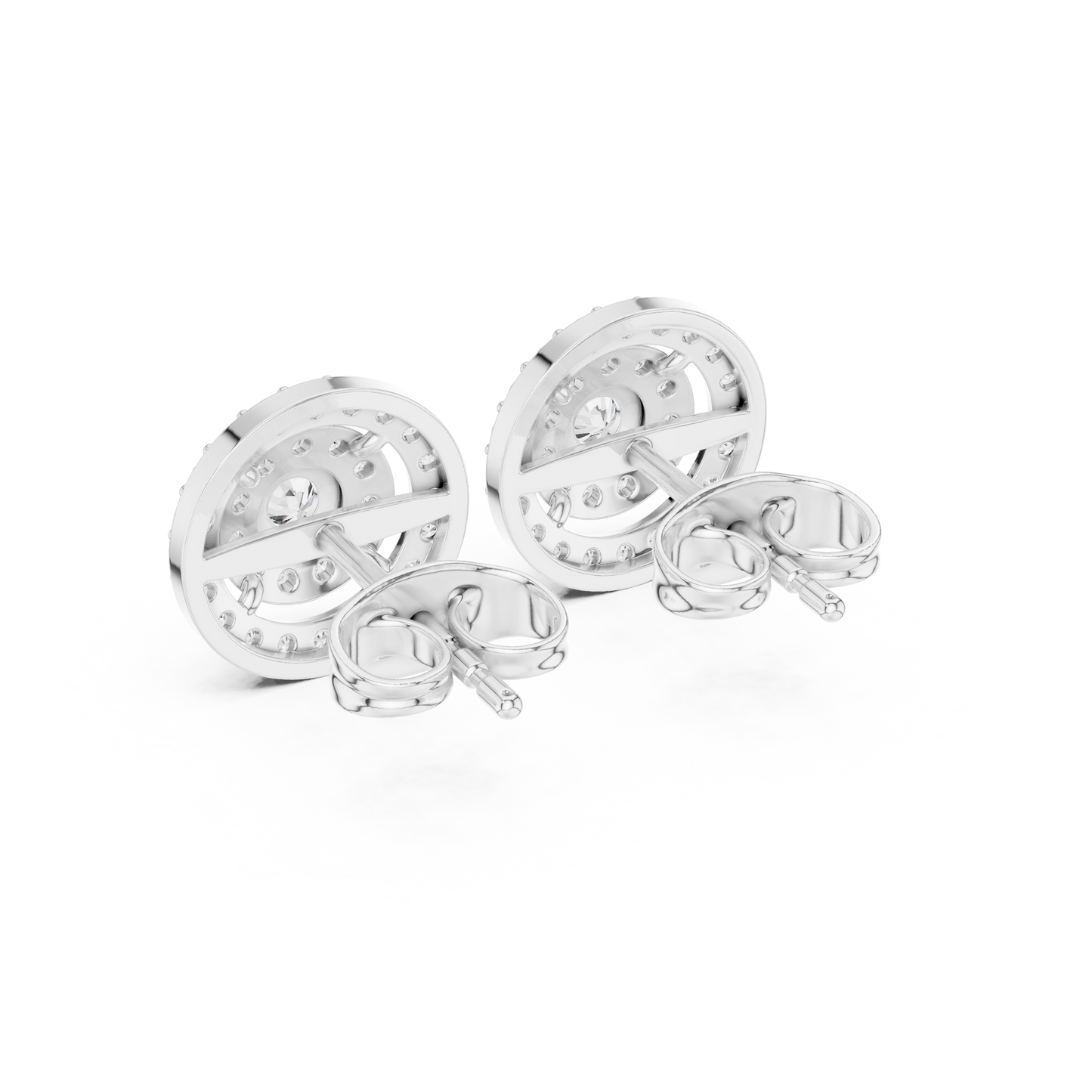 Diamond Scalloped Petal Halo Stud Earrings