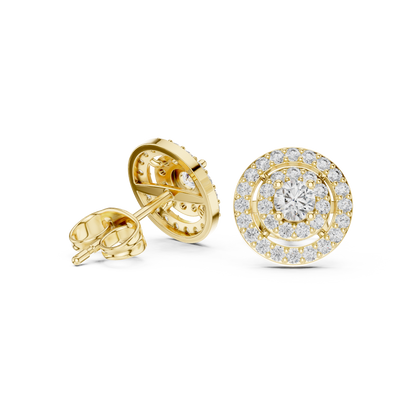 Diamond Scalloped Petal Halo Stud Earrings